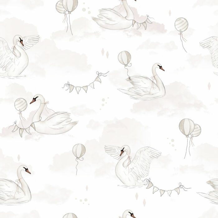 Tissu Imprimé Cygne Ballon, 2 coloris et 10 tissus au choix