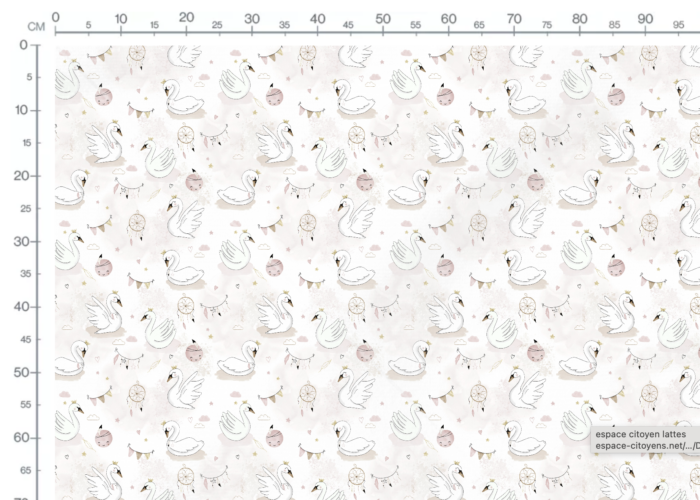 Tissu Imprimé Cygne Princesse Boho, 3 coloris et 10 tissus au choix – Image 3