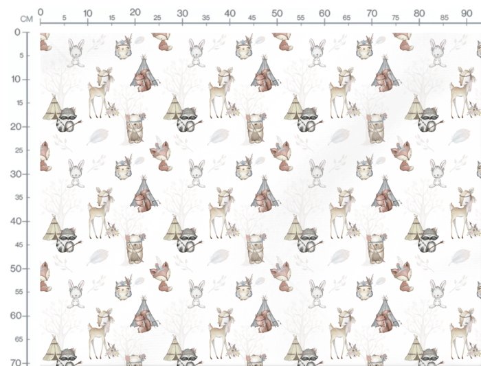 Tissu Exclusif Animaux de la Foret Boho Blanc, 10 tissus au choix – Image 3