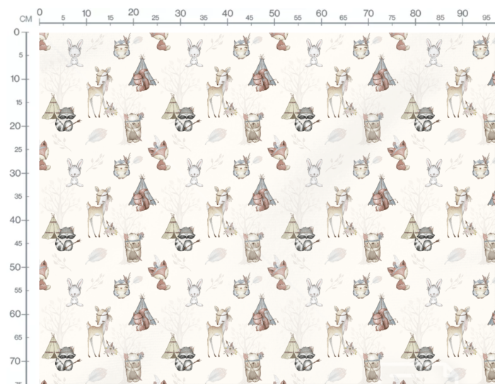Tissu Imprimé Animaux de la Foret Boho Crème, 10 tissus au choix – Image 3