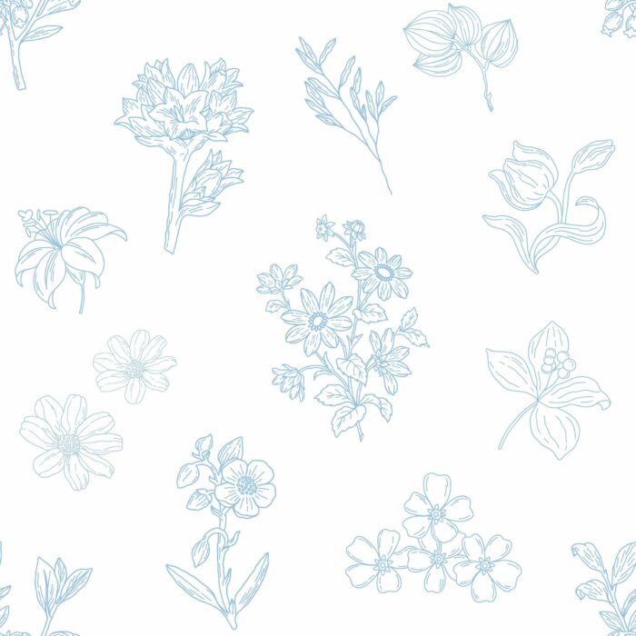 Tissu Imprimé Exclusif Botanique Lineart Blanc, 10 tissus au choix