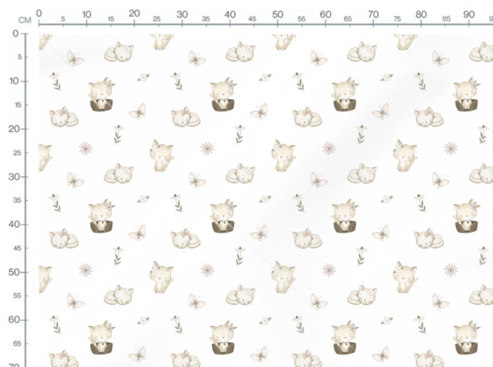 Tissu Exclusif Chaton Mignon Blanc, 10 tissus au choix – Image 3