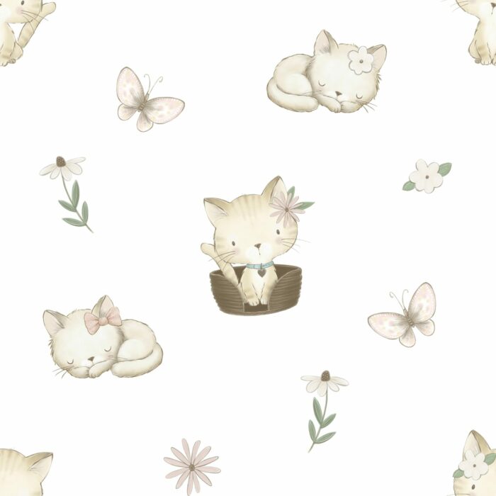Tissu Exclusif Chaton Mignon Blanc, 10 tissus au choix