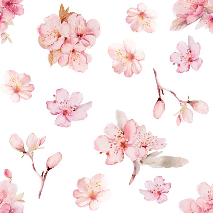 Tissu Imprimé Exclusif Fleurs de Cerisier, 2 tailles et 10 tissus au choix