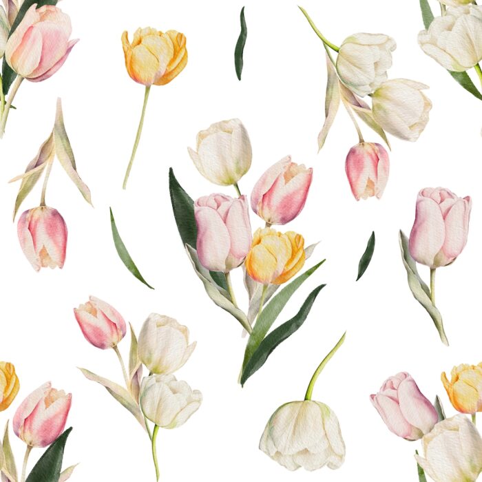 Tissu Imprimé Exclusif Fleurs Tulipes, 2 tailles et 10 tissus au choix