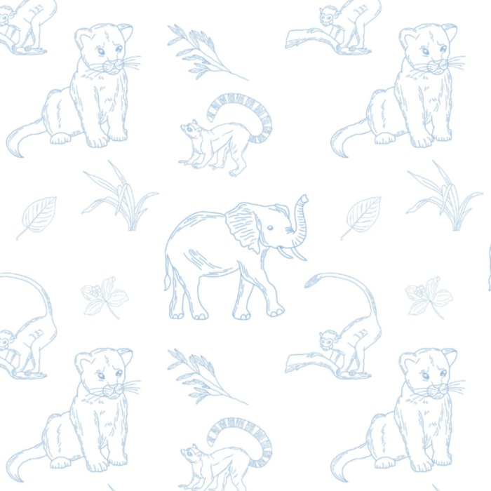 Tissu Exclusif Jungle Animaux Lineart, 4 coloris et 10 tissus au choix