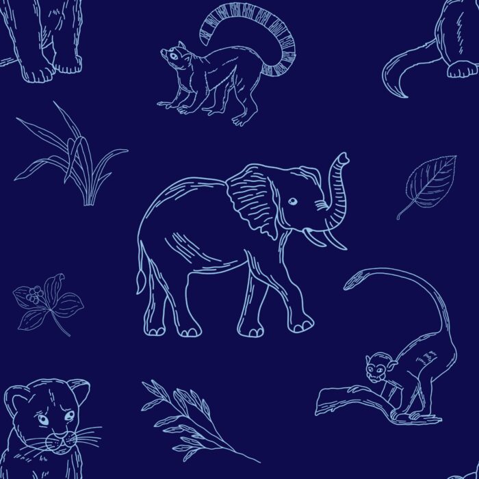 Tissu Exclusif Jungle Animaux Lineart, 4 coloris et 10 tissus au choix – Image 8