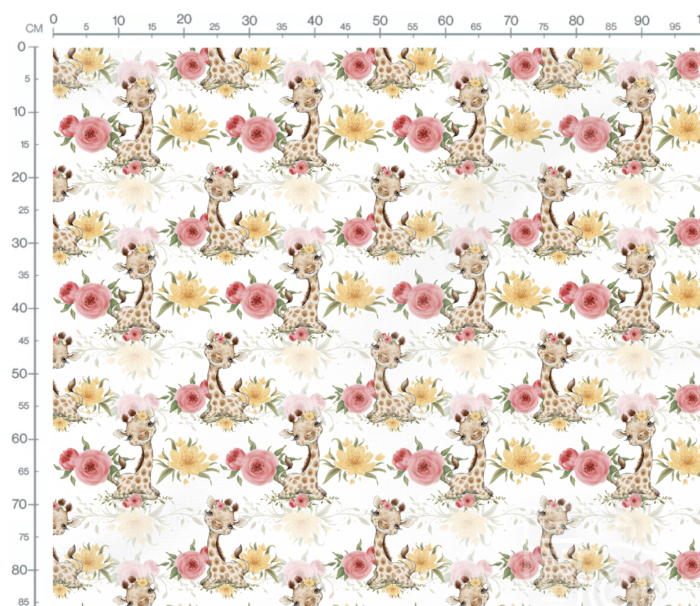 Tissu Exclusif Savane Girafe Mignonne Fleurs, 10 tissus au choix – Image 4