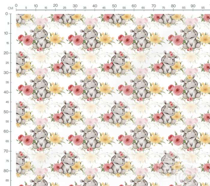 Tissu Exclusif Savane Hippopotame Mignon Fleurs, 10 tissus au choix – Image 4