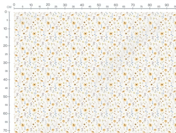 Tissu Fleuri Coquelicots Jaunes Blanc Cassé, 10 tissus au choix – Image 3