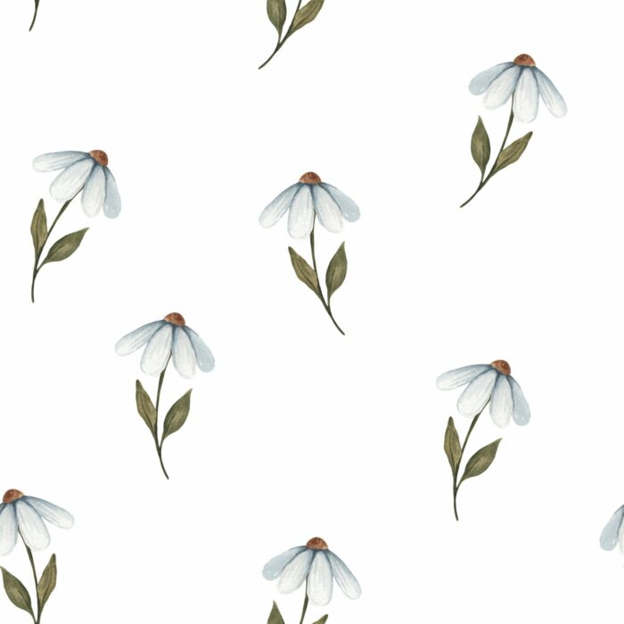 Tissu Imprimé Fleuri Marguerites Blanches, 10 tissus au choix