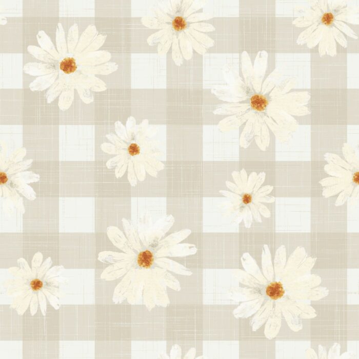 Tissu Imprimé Fleuri Marguerites Vichy, 10 tissus au choix