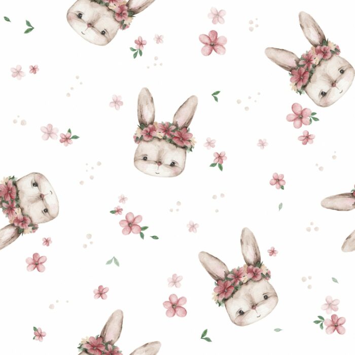 Tissu Imprimé Fleuri Petit Lapin Blanc, 10 tissus au choix