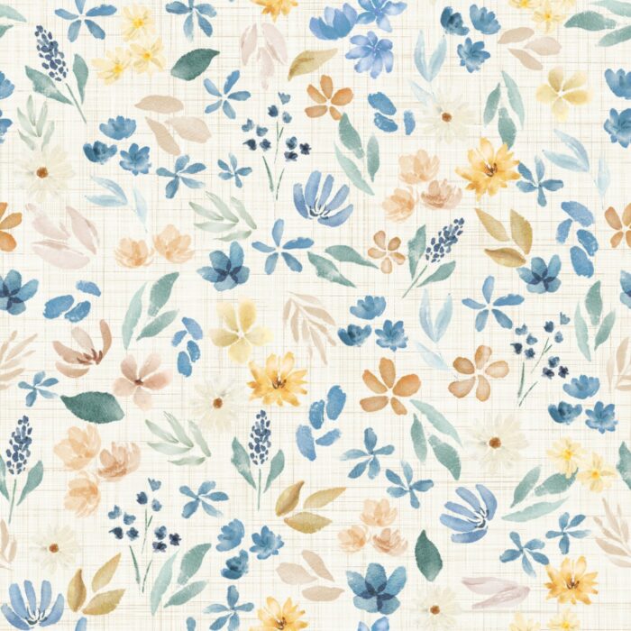 Tissu Imprimé Fleuri Printemps Bleu, 10 tissus au choix
