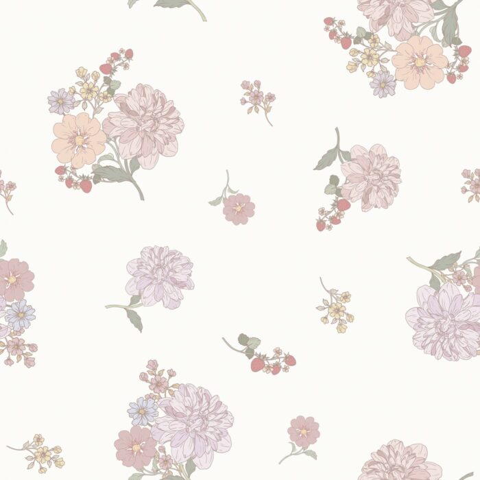 Tissu Imprimé Fleuri Vintage Bouquet, 3 coloris et 10 tissus au choix