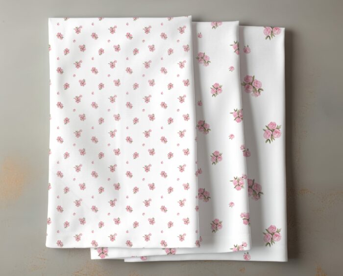 Tissu Imprimé Fleurs Roses Bouquets Romantiques, 3 tailles et 10 tissus au choix – Image 7
