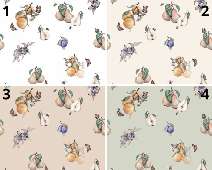 Tissu Imprimé Fruits Papillons, 4 coloris et 10 tissus au choix – Image 4