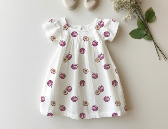 Tissu Imprimé Fruits Prune, 4 coloris et 10 tissus au choix – Image 5