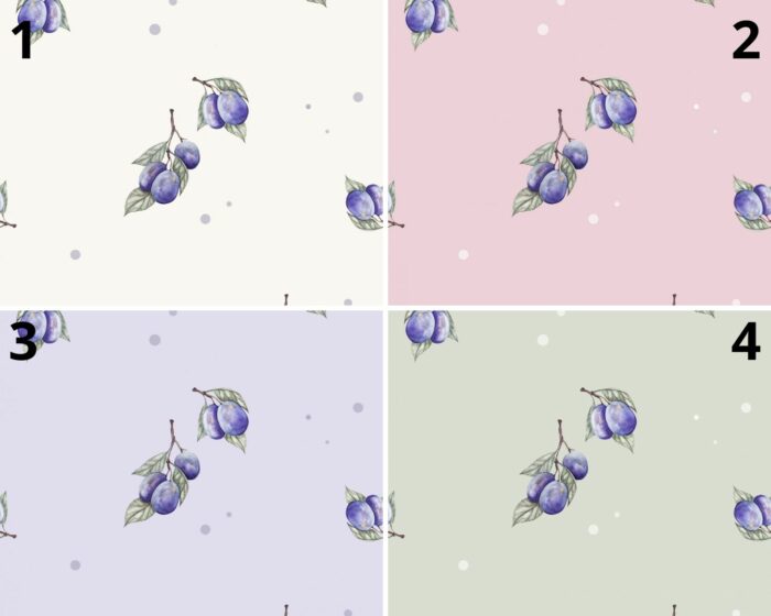 Tissu Imprimé Fruits Prunes, 4 coloris et 10 tissus au choix – Image 4