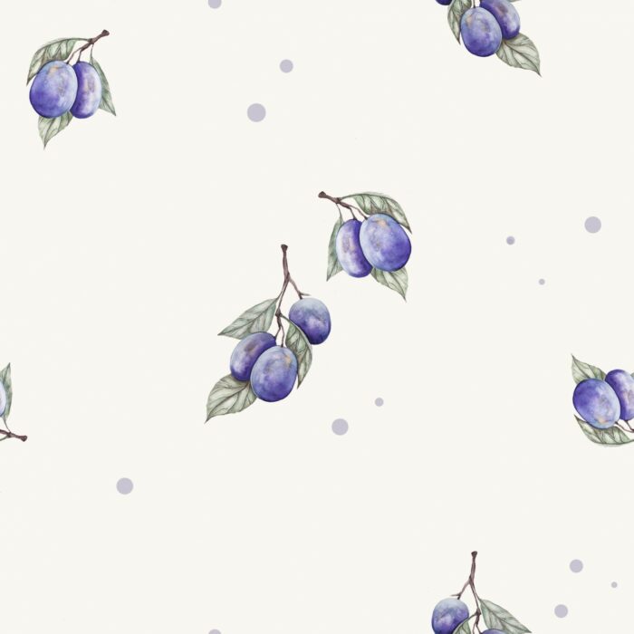 Tissu Imprimé Fruits Prunes, 4 coloris et 10 tissus au choix