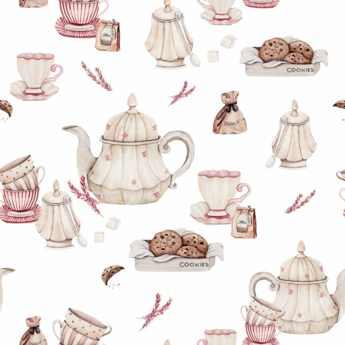 Tissu Imprimé Gouter Vintage Blanc, 10 tissus au choix