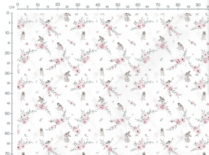 Tissu Imprimé Lapin Fleurs Romantiques, 10 tissus au choix – Image 3