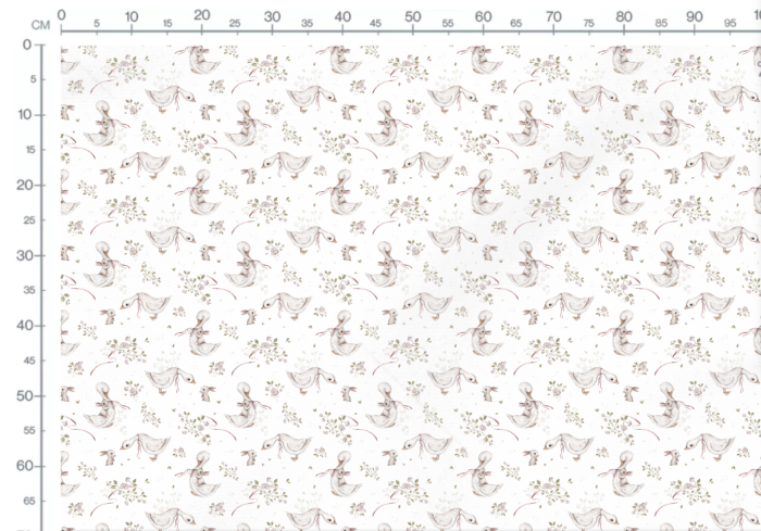 Tissu Imprimé Lapin Oie Fleurs, 6 coloris et 10 tissus au choix – Image 3