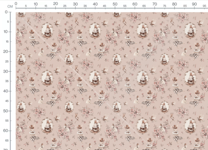Tissu Imprimé Lapin Vintage Fleurs Rose, 10 tissus au choix – Image 2
