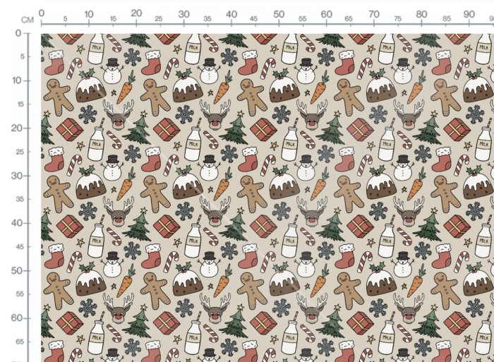 Tissu Imprimé Noel Gourmandises Beige, 10 tissus au choix – Image 3