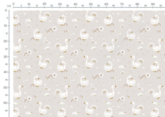 Tissu Imprimé Oies Arc-en-ciel Beige, 10 tissus au choix – Image 3