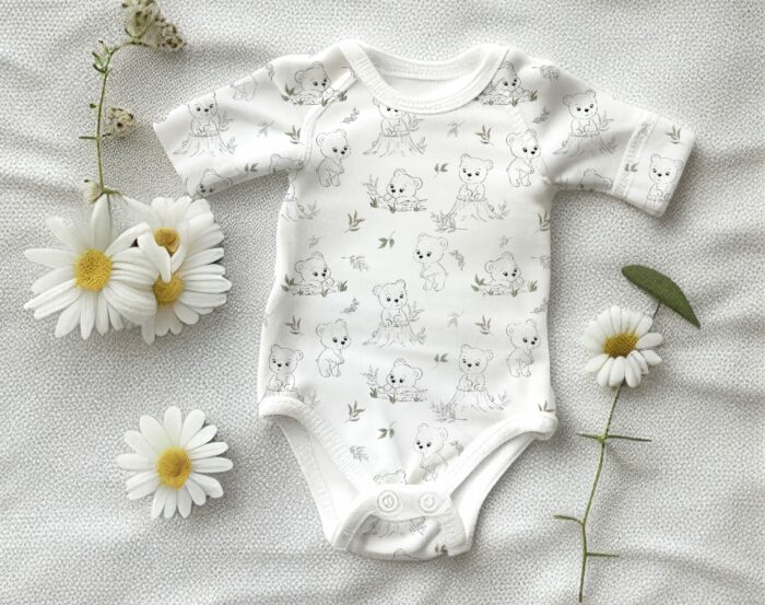 Tissu Imprimé Ourson Foret Dessin Blanc, 10 tissus au choix – Image 4