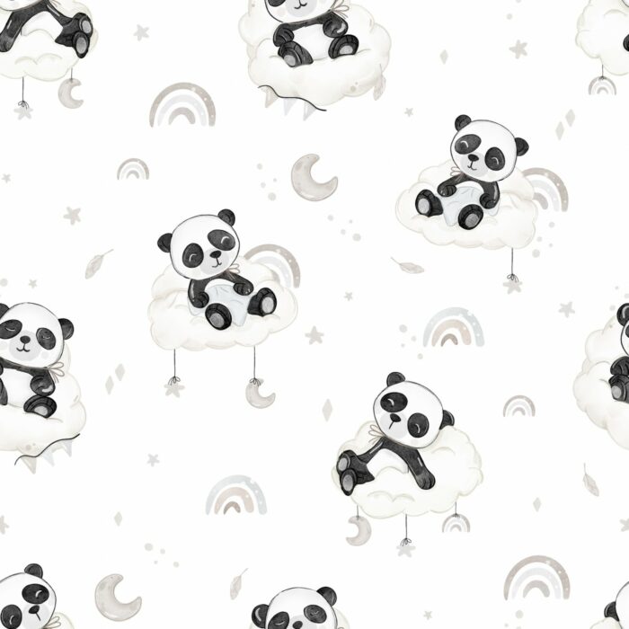 Tissu Imprimé Panda Arc-en-ciel Lune, 10 tissus au choix