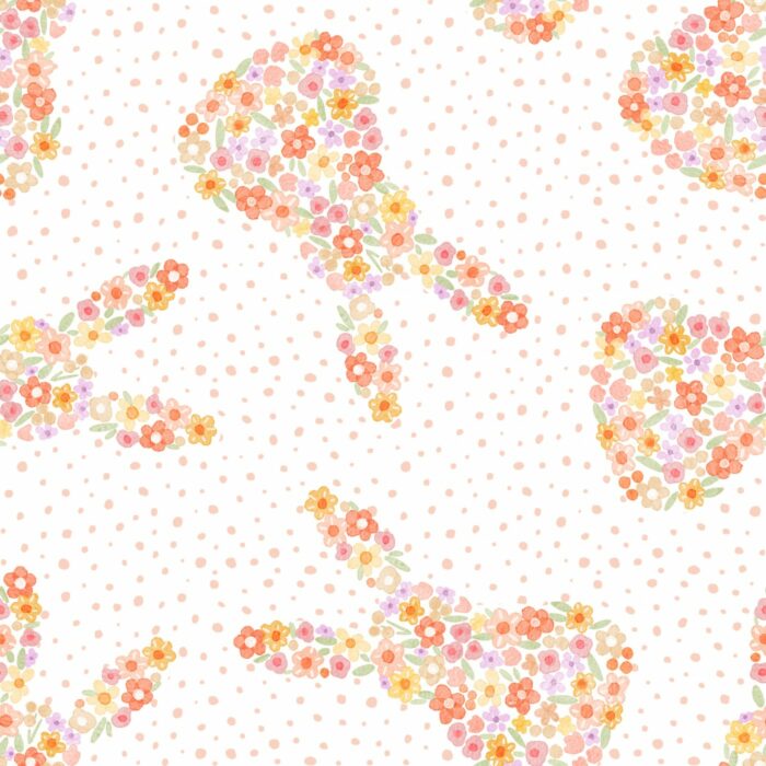 Tissu Imprimé Paques Lapin Petites Fleurs, 10 tissus au choix