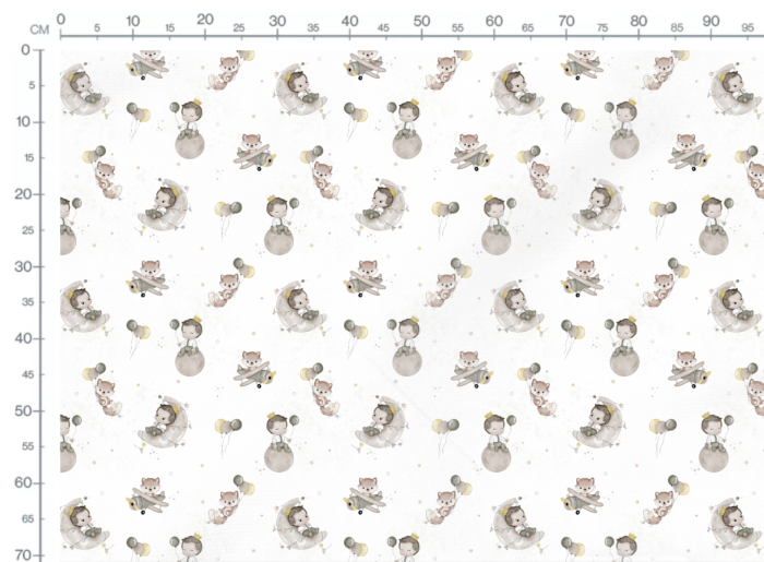 Tissu Imprimé Petit Garçon Prince Ballons Blanc, 10 tissus au choix – Image 3