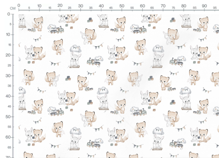 Tissu Imprimé Renard Lapin Amis, 3 coloris et 10 tissus au choix – Image 2