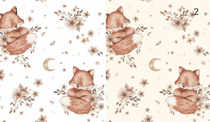 Tissu Imprimé Bébé Renard Lune Fleurie, 2 coloris et 10 tissus au choix – Image 4