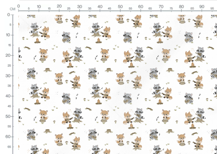 Tissu Imprimé Renard Musicien Blanc, 10 tissus au choix – Image 2
