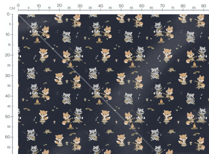 Tissu Imprimé Renard Musicien Bleu Marine, 10 tissus au choix – Image 3