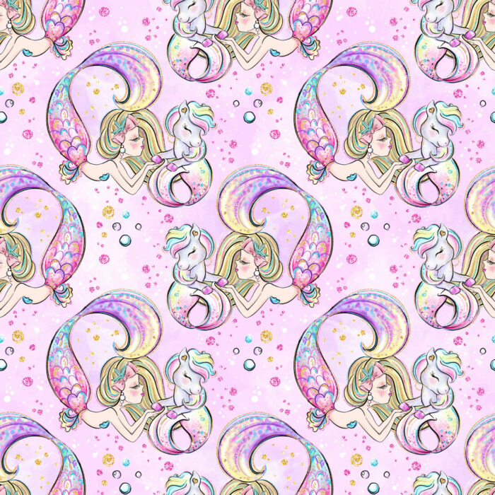 Tissu Imprimé Sirène Licorne Bisou, 10 tissus au choix
