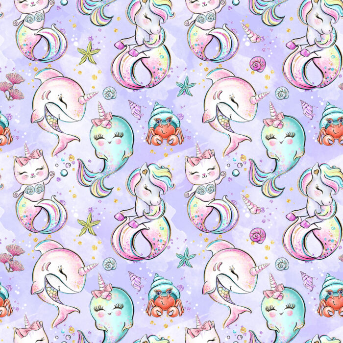 Tissu Imprimé Sirène Licorne Fête, 10 tissus au choix