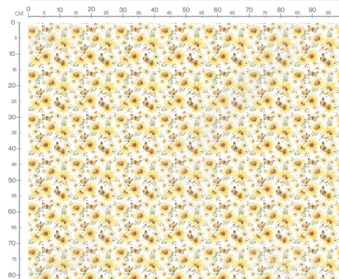 Tissu Imprimé Fleuri Tournesol Aquarelle Papillons Blanc, 10 tissus au choix – Image 3