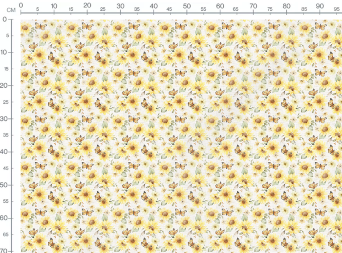 Tissu Imprimé Fleuri Tournesol Aquarelle Papillons Lin, 10 tissus au choix – Image 3