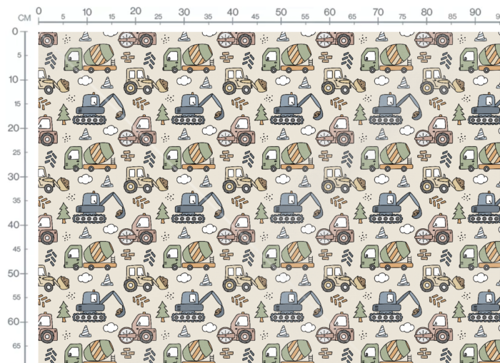 Tissu Imprimé Tractopelles Beige, 10 tissus au choix – Image 3