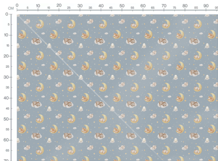 Tissu Imprimé Animaux de la Foret Dodo Bleu, 10 tissus au choix – Image 3