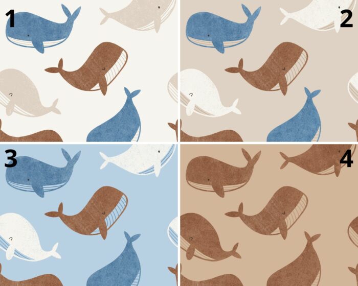 Tissu Imprimé Baleine Pastel, 4 coloris et 10 tissus au choix – Image 4