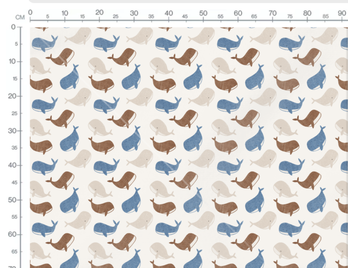 Tissu Imprimé Baleine Pastel, 4 coloris et 10 tissus au choix – Image 3