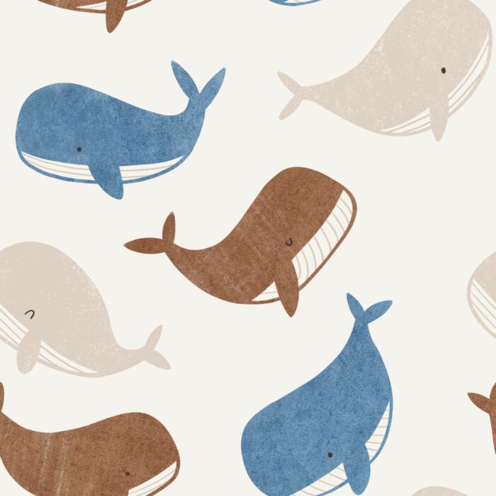 Tissu Imprimé Baleine Pastel, 4 coloris et 10 tissus au choix