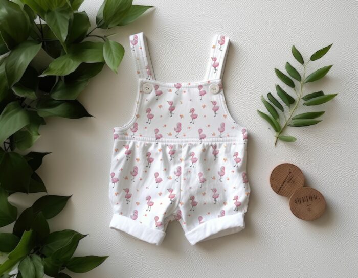 Tissu Imprimé Bébé Flamant Rose Blanc, 10 tissus au choix – Image 4