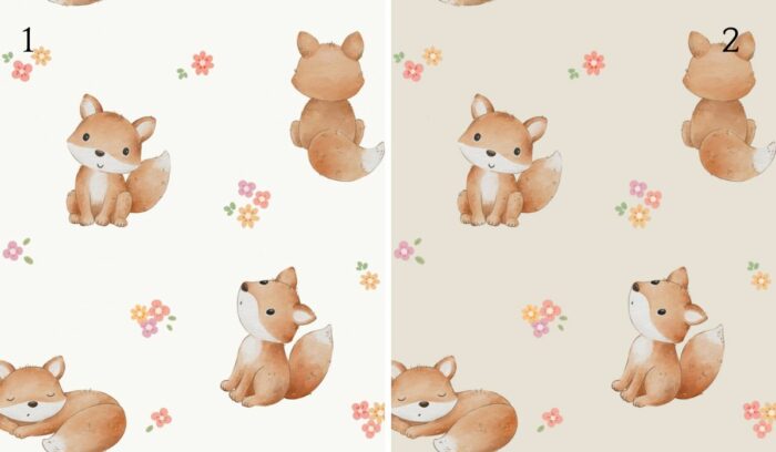 Tissu Imprimé Bébé Renardeau Fleurs, 2 coloris et 10 tissus au choix