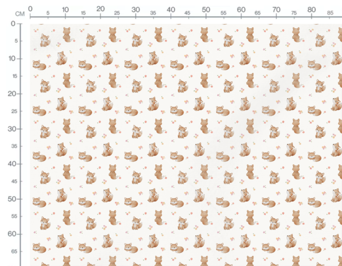 Tissu Imprimé Bébé Renardeau Fleurs, 2 coloris et 10 tissus au choix – Image 3